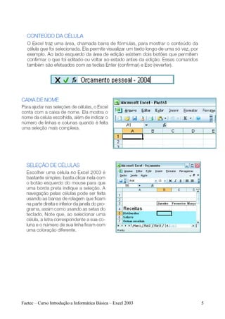 Faetec – Curso Introdução a Informática Básica – Excel 2003   5
 
