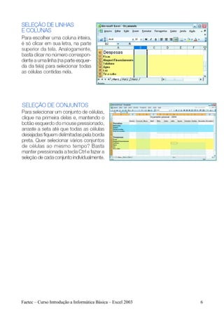 Faetec – Curso Introdução a Informática Básica – Excel 2003   6
 