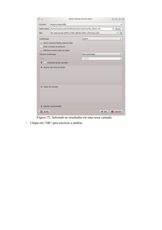 Figura 75: Salvando os resultados em uma nova camada
◦ Clique em "OK" para encerrar a análise.
 