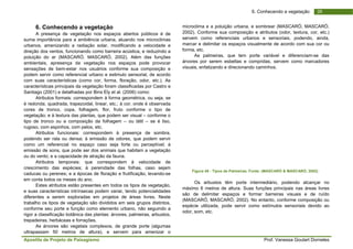 Apo
sum
urba
direç
polu
amb
sens
pode
com
cara
San
é re
core
vege
tipo
rugo
pode
com
emis
ou d
cres
cadu
em c
e su
difer
traba
conf
rigor
trepa
ultra
ostila de Projeto
6. Conhec
A presença d
ma importância p
anos, amenizan
ção dos ventos,
uição do ar (M
bientais, aprese
sações de bem
em servir como
m suas caracter
acterísticas princ
tiago (2001) e d
Atributos form
donda, quadrad
es de tronco,
etação; e à textu
de tronco ou a
oso, com espinh
Atributos fun
endo ser rala o
mo um referenc
ssão de sons, q
do vento; e a cap
Atributos tem
scimento das e
ucas ou perenes
conta todos os m
Estes atributo
uas característic
rentes a serem
alho os tipos de
forme seu porte
r a classificação
adeiras, herbáce
As árvores sã
apassam 50 m
o de Paisagism
endo a vege
de vegetação n
para a ambiênc
ndo a radiação
funcionando co
ASCARÓ, MAS
ença da vegeta
m-estar nos usu
referencial urba
ísticas (como c
cipais da vegeta
detalhadas por B
mais: correspond
da, trapezoidal, l
copa, folhagem
ura das plantas,
a composição d
os, com pelos, e
cionais: corres
ou densa; à em
cial no espaço
que pode ser do
pacidade de atra
mporais: que
espécies; à pe
s; e a épocas d
meses do ano.
os estão present
cas intrínsecas p
m exploradas e
e vegetação são
e e função como
o botânica das p
eas e forrações.
ão vegetais com
metros de altu
mo
etação
nos espaços ab
ia urbana, atua
solar, modifica
omo barreira ac
SCARÓ, 2002).
ação nos espa
uários conforme
ano e estimulo
cor, forma, flora
ção foram class
Bins Ely et al. (20
dem à forma geo
linear, etc.; à co
m, flor, fruto c
, que podem ser
da folhagem –
etc.
spondem à pre
issão de odore
caso seja fort
os animais que h
ação da fauna.
correspondem
erenidade das
de floração e fru
tes em todos os
podem variar, te
m projetos de
o divididos em s
o elemento urba
plantas: árvores,
.
mplexos, de gra
ra), e servem
bertos públicos
ndo nos microc
ando a velocida
ústica, e reduzin
Além das fun
aços pode prov
e sua composiç
sensorial, de ac
ação, odor, etc.
sificadas por Cas
006) como:
ométrica, ou sej
or, onde é obser
conforme o tip
r visual – confor
ou tátil – se é
esença de som
s, que podem s
te ou perceptív
habitam a veget
à velocidade
folhas, caso s
utificação, levand
s tipos de vegeta
endo potencialid
áreas livres. N
seis grupos dist
ano, não seguin
palmeiras, arbu
ande porte (alg
m para ameniz
é de
climas
ade e
ndo a
nções
vocar
ção e
cordo
.). As
stro e
ja, se
rvada
o de
rme o
é liso,
mbra,
servir
vel; à
tação
e de
sejam
do-se
ação,
dades
Neste
intos,
ndo a
ustos,
umas
zar o
micro
2002
serve
marc
form
árvo
visua
máxi
são
(MAS
espé
odor
oclima e a polu
2). Conforme su
em como refe
car e delimitar o
a, etc.
As palmeiras
res por serem
ais, enfatizando
Figura 49 - Tipos
Os arbustos
imo 6 metros d
de delimitar e
SCARÓ, MASC
écie utilizada, p
r, som, etc.
6.
ição urbana, e
ua composição
renciais urbano
os espaços visu
, que tem por
esbeltas e com
e direcionando
de Palmeiras. Fon
têm porte int
de altura. Suas
espaços e form
ARÓ, 2002). No
pode servir com
Prof. Vanes
. Conhecendo a
sombrear (MAS
e atributos (odo
os e sensoriai
ualmente de aco
rte variável e
mpridas, servem
caminhos.
nte: (MASCARÓ & M
ermediário, pod
funções princip
mar barreiras v
o entanto, confo
mo estímulos se
ssa Goulart Dorn
2vegetação
SCARÓ, MASCA
or, textura, cor,
s, podendo, a
ordo com sua co
diferenciam-se
m como marcad
MASCARÓ, 2002)
dendo alcança
pais nas áreas l
visuais e de r
orme composiçã
ensoriais devid
neles
26
ARÓ,
etc.)
ainda,
or ou
das
dores
r no
livres
ruído
ão ou
o ao
 