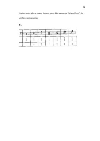 24
deviam ser tocados acima da linha do baixo. Daí o nome de “baixo cifrado”, i.e.
um baixo com as cifras.
Ex.
 