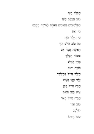 hZ,h; bl,K,h;
hZ,h; bl,K,h;
hZ,h; bl,K,h;
hZ,h; bl,K,h;
hZ,h; bl,K,h; bAj
hZ,h; bl,K,h; bAj
hZ,h; bl,K,h; bAj
hZ,h; bl,K,h; bAj
~k'x'h' hr,AMl; hl,aeh' ~ybiAJh; ~ydiymil.T'h;
~k'x'h' hr,AMl; hl,aeh' ~ybiAJh; ~ydiymil.T'h;
~k'x'h' hr,AMl; hl,aeh' ~ybiAJh; ~ydiymil.T'h;
~k'x'h' hr,AMl; hl,aeh' ~ybiAJh; ~ydiymil.T'h;
tazo ymi
tazo ymi
tazo ymi
tazo ymi
hZ,h; dl,Y,h; ymi
hZ,h; dl,Y,h; ymi
hZ,h; dl,Y,h; ymi
hZ,h; dl,Y,h; ymi
hZ,h; ~AYh; bAj hm;
hZ,h; ~AYh; bAj hm;
hZ,h; ~AYh; bAj hm;
hZ,h; ~AYh; bAj hm;
~ae rv,a
~ae rv,a
~ae rv,a
~ae rv,a] hv'yaih'
] hv'yaih'
] hv'yaih'
] hv'yaih'
%l,M,h; tAsWs
%l,M,h; tAsWs
%l,M,h; tAsWs
%l,M,h; tAsWs
vyaih' #r,a,
vyaih' #r,a,
vyaih' #r,a,
vyaih' #r,a,
hwhy tr;At
hwhy tr;At
hwhy tr;At
hwhy tr;At
hD'l.Y;h;me lAdG' dl,Y,h;
hD'l.Y;h;me lAdG' dl,Y,h;
hD'l.Y;h;me lAdG' dl,Y,h;
hD'l.Y;h;me lAdG' dl,Y,h;
vyaime !j'q' dl,y,
vyaime !j'q' dl,y,
vyaime !j'q' dl,y,
vyaime !j'q' dl,y,
!BeK; lAdg' tB;h;
!BeK; lAdg' tB;h;
!BeK; lAdg' tB;h;
!BeK; lAdg' tB;h;
sAsmi !j'q' vyai
sAsmi !j'q' vyai
sAsmi !j'q' vyai
sAsmi !j'q' vyai
daom. lAdg' tyiB;h;
daom. lAdg' tyiB;h;
daom. lAdg' tyiB;h;
daom. lAdg' tyiB;h;
ybia' bAj
ybia' bAj
ybia' bAj
ybia' bAj
~k,l.Aq
~k,l.Aq
~k,l.Aq
~k,l.Aq
Alyx;w. ys;Ws
Alyx;w. ys;Ws
Alyx;w. ys;Ws
Alyx;w. ys;Ws
 