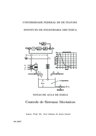 UNIVERSIDADE FEDERAL DE DE ITAJUBÁ


          INSTITUTO DE ENGENHARIA MECÂNICA




                 NOTAS DE AULA DE EME12


           Controle de Sistemas Mecânicos


           Autor: Prof. Dr. José Juliano de Lima Junior


08/2007
 