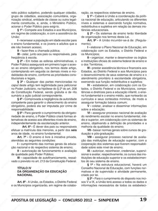 EM                           EE                                                  EM                                                                                    EE
   EM                          EM                                                    NP                      EM                          PE                                                                                   NP
                             PE                         PE                         SI                      PE                                                           E M                                                SI
 PE                         N                        SI
                                                       N                                                                              SI
                                                                                                                                        N
                                                                                                                                                                     PE
N                         SI                                                                            SI
                                                                                                          N                                                        N
                  reito público subjetivo, podendo qualquer cidadão,            M                                                                                SI
                                                                                                                            ração, os respectivos sistemas de ensino. EEM
                  E  M                          M                           EE                                                   M                                                    EM
                                             EE                           P
               PEgrupo de cidadãos, associação comunitária, orga- PE § 1º - Caberá à União aPE
                                                                       IN                          EM                          E
                                                                                                                                                        EM                          coordenação Ida políti-    NP
             N                             P                          S de classe ou PE                                                               E educação, Iarticulando os diferentes                S
           SI nização sindical, entidade
                                      SI
                                         N                                                    N outra legal- SIN ca nacionalNde                     P                        S
                                                                                                                                                                                N
                  mente constituída, e,Mainda, o Ministério Público,
                                                                                           SI                                                   SI
                                                                                                                            níveis e sistemas e exercendo função normativa,
    M                                                       E                                                                                                                                       EM
 EE                          EM
                  acionar o Poder Público para exigi-lo. PE                          M                        E M                                                    EM
                                                                                                                            redistributiva e supletiva em relação às demais ins-
                                                                                                                                        M                                                       PE                       EM
                          PE§ 1º - Compete aos Estados e aos Municípios, tâncias educacionais.
                                                    SI
                                                       N
                                                                                PE
                                                                                    E                      PE                        EE                           PE                        SI
                                                                                                                                                                                               N
                                                                                                                                                                                                                      PE
                     SI
                       N
                                                                          SI
                                                                             N                        SI
                                                                                                         N                       NP                           SI
                                                                                                                                                                N
                                                                                                                                                                                                                 SI
                                                                                                                                                                                                                    N
                  em regime de colaboração, e com a assistência da
                                            M                                                                                  SI § 2º - Os sistemas de ensino terão liberdade      M
            EM União: NPE
                                           E
                                                                                                                         M de organização nos termosE desta Lei. EM
                                                                                                                                                    EM
                                                                                                                                                                                  E                                                 EM
        PE                                                      EE
                                                                   M
                                                                                           EE
                                                                                               M                        E                        PE                          N P                                                 PE
                            I - recensear a população em idade escolar paraE
                                   SI                                                                                P                                                    SI
                                                                                                                                     Art. 9º - A União incumbir-se-á Pde: (Regula-SIN                  E
   SIN
                  o ensino fundamental,                   I NP e os jovensINP adultos queNa mento).SIN           I                                                                                IN
                           M                             S                            S e                       S
                                                                                                                                                                    M
                                                                                                                                                                                                 S
                  ele Enão tiveram acesso;
                      P E                         M                                                     EM                        E                              EE
                                                                                                                                    M - elaborar oPPlano Nacional de Educação, em
                                                                                                                                     I
                                                                                                                                                                                         M                           EM
                                              EE
                  IN II - fazer-lhes a chamada pública; PE               E EM                                                  PE
                                                                                                                            colaboração com os Estados, Eo Distrito Federal e
                                                                                                                                                            IN                        E                         N PE                   EM
                S                            P                                                                                                            S                         P                        SI
                                                                     NP
                            III - zelar, junto aos pais ou responsáveis, pela SIos Municípios;
                                         IN                                                     SIN                          N
                                                                                                                                                                                 IN                                                  PE
                                       S                           SI                                                                                                          S                                                  IN
        EM freqüência à escola.                                                                                                      II - organizar, manter e desenvolver os órgãos S
                                                                                                                                                 EM
    PE                      §EM - Em todas as esferas administrativas,Eo                 EM                         M                        PE                         M
                                                                                                                            e instituições oficiais do sistema federal de ensinoEe                  EM
 IN                          E 2º                       EM                            PE                       PE                        IN                          EE                          PE                        M
                           P                         PE
                  Poder Público assegurará em primeiro lugar oSaces-
                         N                                                       SIN                        IN              o dos S     Territórios; INP                                    SIN                        PE
                      SI                        SI
                                                   N                                                                                                           S                                                   SI
                                                                                                                                                                                                                     N
                  so ao ensino obrigatório, nos termos deste artigo,
                                                                        EM                                                     EM III - prestar assistência técnica e financeira aos
                                                                                               níveis e mo- PE
                                                                                                   M                        Estados, ao Distrito Federal M aos Municípios para                                                       EM
             EM contemplando em seguida os demais PEE                PE
                                        M ensino, conforme as prioridades cons- SIN o desenvolvimento de seus Esistemas deEensino e o PE              EM                        E e                       EM
          PE dalidades Ede                                      SI
                                                                  N                                                                                PE                         P                                                 N
      IN                           PE                                                     SI
                                                                                             N
                                                                                                                                               IN prioritário SàN escolaridade obrigatória, SI
                                                                                                                                                                           I                          NP
     S            titucionais e legais.
                               IN                                                                               M           atendimento      S                                                      SI
                              S                          M
                            § 3º - Qualquer das partes mencionadasE no
                                                      EE                         EM                        PE               exercendo sua função redistributiva e supletiva; M
                                                  NP tem legitimidade para peticionar
                                                                              PE                        IN                          EM                           EM                         EM                        EE
                  caput deste artigo
                   E M                         S I                          N                          S                         PE IV - estabelecer, em colaboração com INP Es-
                                                                                                                                                             PE                         PE                        os                      SI
                                                                         SI
                 Eno Poder Judiciário, na hipótese do § 2º do art. 208 tados, o Distrito Federal e os Municípios, Scompe-     IN                          IN                        IN
              NP                                                                                                            S                           S                          S
            SI da Constituição Federal, sendo gratuita e de rito tências e diretrizes para a educação infantil, o ensi- EEM
                                       EM                                                      EM
                                    PE                          EM                         PE                         M no fundamental e o ensino médio, queEEM
                                                                                                                                               M                           EM                                                  P
   M
                  sumário a ação judicial correspondente.
                               SIN                          PE                         SIN                       P EE
                                                          N a negligência da autoridade currículos e seus conteúdos mínimos, de modo a      EE                          PE                        NP
                                                                                                                                                                                                       nortearão osIN
                                                                                                                                                                                                                           S
 E                                                     SI                                                                                 P                           N                        SI
                            § 4º - Comprovada
                                                                                                            SI
                                                                                                              N
                                                                                                                                     SI
                                                                                                                                        N                           SI
                        M
                  competente para garantir o oferecimento do ensino
                      E                                                       EM                                            assegurar formação básica comum;                                                        EM
                  PE                          EM                          PE                                                                                EM                       EM                          PE
                Nobrigatório, PE
              SI responsabilidade.
                                           poderá ela serNimputada porEM
                                                                                                  E crime de EEM V - coletar, analisar e NPE            PE                       disseminar informações        N                      EM
                                                                     SI                                                                                                                                     SI                      PE
                                      SI
                                         N                                                    NP                         P sobre a educação;       SI
                                                                                                                                                      N
                                                                                                                                                                             SI                                                  IN
      EM                    § 5º - Para garantir o cumprimento
                                                             M                             SI da obrigato-IN         S               VI - assegurar processo nacionalMde avaliação S
    E                                                       E
                  riedade de ensino, oEPoder Público criará formas al-                                                                     EM                                                     EE
NP                         EE
                              M
                                                       NP                          EM                                                  PE                           EE
                                                                                                                                                                       M
                                                                                                                            do rendimento escolar no ensino fundamental, mé-
                                                                                                                                                                                               NP                        EM
                         P                          SI
                  ternativas de acesso aos diferentes níveis de ensino,
                       N                                                        PE                        EM                dio SINsuperior, emNP
                                                                                                                                  e                                                         SI
                                                                                                                                                                 colaboração com os sistemas de                       PE
                    SI
                  independentemente da escolarização anterior.            SI
                                                                             N                         PE                                                    SI
                                                                                                                            ensino, objetivando a definição de prioridades e a                                   SI
                                                                                                                                                                                                                   N                     SIN
                                            M                                                      SIN                                                                             M
           EM                       Art.E 6º - É dever dos pais ou responsáveis EEM
                                       PE                                                                                   melhoria da Equalidade do PEE
                                                                                                                                                     M                         ensino;                                            M
          E       efetuar aIN                                    E M                                                    P
                                                                                                                                     VII - NPEbaixar normas Sgerais sobre cursos de gra- PEE
                                                                                                                                                                            IN                          EM
     NP                            S matrícula dos menores, aEpartir dos seisN
                                                              PE                           M                        SI                                                                               PE
   SI             anos de idade, no ensino fundamental.  SI
                                                           N                           PE                                   duação SI pós-graduação;
                                                                                                                                            e                                                    SI
                                                                                                                                                                                                   N                      SI
                                                                                                                                                                                                                            N
                           M
                         E Art. 7º - O ensino é livre à                            INiniciativa privada,     M                                                      M processo nacional de avalia-
                      PE
                                                                                  S
                                                                                                        PE
                                                                                                           E                       M - assegurar
                                                                                                                                     VIII
                                                                                                                                                               PE
                                                                                                                                                                  E
                                                EM
                  atendidas as seguintes condições:
                   N                                                                                  N                     ção EE das instituições de educação superior, Ecom a
                                                                                                                                                             N                         EM                          M
                                                                                                                                                                                                                                        PE
                                                                                                                                                                                                                                           E
                SI                           PE                          M                          SI educa- Icooperação dosI sistemas queEtiverem responsabili-
                                                                                                                             N P                          S                         P                           E
                            I - cumprimento das EE
                                       SI
                                          N                           normas gerais da                                    S                                                    SI
                                                                                                                                                                                  N                        NP                      SI
                                                                                                                                                                                                                                      N
                                                                    P                        M ensino;                                                                                                   SI
        EM ção nacional e do respectivo sistemaEde             SI
                                                                 N                                                          dade sobreMeste nível de ensino;
                                                                                                                                              EE
    PE                      IIEM autorização de funcionamento e avaliação                PE                       EM                 IX NP - autorizar, reconhecer, credenciar, supervi-E
                                                                                                                                                                        M                                                     M
 IN                          E
                                -
                                                                                     SIN                       P E                       I                           EE                         EM                        PE
                  de NP  qualidade peloM             E Poder Público;                                        N              sionarSe avaliar, respectivamente,PE cursos dasSins-
                                                                                                                                                                  NP                          os                        IN
                                                                                                          SI
                      SI III - capacidade de autofinanciamento, ressal- tituições de educação superior SeNos estabelecimen-                                    SI
                                                 PE                         EM                                                                                                            I
                                            SI
                                               N
                                                                        PE                                                     EM                                                                              EM
                  vado o previsto no art. 213 da Constituição Federal. PE do seu sistema de ensino.M                        tos                                                                                                      EM
             EM                                                    SI
                                                                      N                         EE                       IN                         EEM                        M                          PE                      PE
         PE                                                                                 NP                         S             § 1º - PNa estruturaEEeducacional, IN                             S haverá um SIN
    S IN                         EEM IV                     M                             SI                                                  IN                          P
                                                                                                                            Conselho Nacional de IEducação, com funções nor-
                                                                                                                                             S
                                                                                                                                                                       SN
                            TÍTULO                         E
                            NP                          PE
                           IDA ORGANIZAÇÃO DA EDUCAÇÃO PEE
                                                                                                                M
                                                                                                                            mativas e de supervisão e atividade permanente,                    EM
                          S
                                                   SI
                                                     N                          EE
                                                                                   M
                                                                                                                                   EM por lei. M                                            PE                         EM
                            NACIONAL                                          P                         IN                  criadoE                                                      N                          PE                   SI
                                                                           N                          S                         P                            E                         SI                      SI
                                                                                                                                                                                                                  N
                M
                                          EM                             SI                                                  IN § 2º - Para E cumprimento do disposto nos inci-
                                                                                                                                                         Po
              EE                                                                                                            S                          N
          NP                Art. 8ºE- A União, os Estados, o Distrito Federal
                                       P                                                     EEM                            sos V a IX, a IUnião terá acesso a todosM dados e EEM
                                                                                                                                                    S                         EM                         os
       S I                          IN
                  e os Municípios organizarão, em regime
                                   S                          EE M
                                                                                         N P de colabo-M informações necessários de todos os estabeleci- NP
                                                                                                                    E                                                    N PE                        EE
                                                         NP                            SI                       PE                         M                           SI                        NP                        SI
M                           M                          SI                                                    IN                         EE                                                     SI
                        EE                                                                                 S                        NP                         EM
                    NP                                                      EE
                                                                               M                                                 SI                                                                                 EM
                   I                           M                          P                                                                                 PE                       EM                         PE
                 S
                                          PE
                                              E                         N                        EE
                                                                                                     M
                                                                                                                                                       SI
                                                                                                                                                         N                        PE                          N                       EM
           M APOSTILA DE LEGISLAÇÃO –NPCONCURSO 2012 – SINPEEM       SI                                                                                                         N                           SI 19                  PE
                                      SI
                                        N                                                                               EM                                                   SI                                                SI
                                                                                                                                                                                                                                  N
      P EE                                                   M                             SI                         PE                      E M                                                    M
                                                                                                                   N                       PE                                                     EE
 SI
    N                         M                           EE                                                    SI                                                     M
                           EE                         NP                           EM                                                 SIN                           EE                        NP                       EE
                                                                                                                                                                                                                          M
                         P                           I                           E                                                                                P                         SI
 