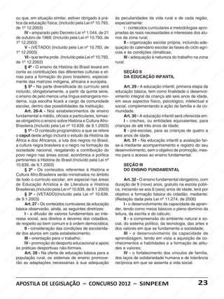 EM                           EE                                                  EM                                                                                    EE
   EM                          EM                                                    NP                       EM                         PE                                                                                   NP
                             PE                         PE                         SI                       PE                                                        E M                                                  SI
 PE                         N                        SI
                                                       N                                                                              SI
                                                                                                                                        N
                                                                                                                                                                   PE
N                         SI                                                                             SI
                                                                                                           N
                                                                                                                                                                IN
                   ou que, em situação similar, estiver obrigado à prá-    EE
                                                                              M                                             àsM  peculiaridades Sda vida rural e de cada região,                                   EM
                     M                         M
                   E da educação física; (Incluído pela Lei nº 10.793, especialmente:
                                            EE                           P                        EM                          E                                                    EM                           PE
               PEtica                                               SI
                                                                       N                                                    PE                        EM                          E
                                                                                                                                                                                                           SI
                                                                                                                                                                                                              N
            IN de 1º 12.2003)            NP                                                   PE                         IN                       PE
                                                                                                                                    I - conteúdos curriculares                NP e metodologias apro-
          S                           SI
                                                                                         SI
                                                                                            N                          S                        N                          SI
                            IV - amparado pelo Decreto-Lei nº 1.044, de 21                                                                    SI
                                                                                                                            priadas às reais necessidades e interesses dos alu-                  EM
    M                                                       EM
 EE                de outubro de 1969; E
                             EM                          P (Incluído pela Lei nº 10.793,M
                                                                                  M                           E  de         nos daMzona rural; EEM                                            PE                          M
                         PE                         SI
                                                       N
                                                                              PE
                                                                                 E                        PE                        EE - organização escolar própria, incluindo PEE
                                                                                                                                                                P                        SI
                                                                                                                                                                                           N
                   1ºIN 12.2003)
                                                                           IN                        SI
                                                                                                        N                       NPII                        SI
                                                                                                                                                              N                                                    N ade-
                     S
                            V - (VETADO) (IncluídoSpela Lei nº 10.793, de                                                     SI
                                                                                                                            quação do calendário escolarM fases do ciclo agrí-     às                           SI
                                           EM                                                                                                                                   E                                                    EM
           EM 1º 12.2003)E             P                          M                         M                          EM cola e às condições climáticas;
                                                                                                                                                  EM                         PE                         M                        PE
       PE                           IN                         EE
                            VI -Sque tenha prole. (Incluído pela Lei nº 10.793,E         EE                                                    PE                       SI
                                                                                                                                                                           N
                                                                                                                                    III - adequação à natureza do trabalho na zonaSIN                EE
    IN                                                      NP                       NP                          NP                        IN                                                   NP
  S                de 1º 12.2003)                        SI                        SI                          SI           rural. S                                                          SI
                         EM 4º - O ensino da História do Brasil levará em
                        E §                                                                                                                                     EM                                                   EM
                    NP                           M                                                   EE
                                                                                                         M                       EM                          PE                       M                          PE
                S                            EE
                  Iconta as contribuições das diferentes culturas e et- E EM                        P                         PE SEÇÃO II SIN                                     P EE                         N                        EM
                                            P                                                                                N DA EDUCAÇÃO INFANTIL                                                         SI                        PE
                   nias para aIN        S  formação doINP                                     SIN
                                                                     povo brasileiro, especial- SI                                                                           SIN                                                    N
       EM mente das matrizes indígena, africana e européia.
                                                                  S
                                                                                                                                               EM                                                                                SI
    PE                                                                                 M                          EM                         E                                                   EM
                            §EM - Na parteM                                          EE                                             Art.P29 - A educação infantil, primeira etapa da
                                                                                                                                                                       M
 IN                          E 5º                        E diversificada Pdo currículo NPE                   será                       IN                          EE                        PE                          EM
                           P                         PE
                   incluído, obrigatoriamente, a partir da quintaSsérie,
                        IN                                                     SIN                         I                           S
                                                                                                                            educação básica, INP como finalidade o desenvol-
                                                                                                                                                               tem                       SIN                           PE
                   oS                           SI
                                                  N
                       ensino de pelo menos uma língua estrangeira mo-                                                                                       S
                                                                                                                            vimento integral da criança até seis anos de S
                                                                                                                                                                                                                    IN
                                                                                                                                                                                                                  idade,
                                                                       EM                                                     EM
             EM derna, cuja escolha ficaráE a cargo da PEE                                   comunidade PE seus aspectos físico, psicológico, intelectual e
                                                                                                 M                          em                     EM
                                                                                                                                                                                 M
                                                                                                                                                                                                         EM                          EE
                                                                                                                                                                                                                                       M
         PE escolar, dentro             M das possibilidades da instituição. SIN social, complementando aPEE
                                                                    P
                                                                                                                                                 PE                                                                                P
                                   PE
                                      E                        SI
                                                                 N                        N                                                                                                           PE
                                                                                                                                                                          N ação da família e da co- SIN
    S IN                    Art. 26-A - Nos estabelecimentos
                                 N                                                      SI de ensino munidade.                             S IN                         SI                       SIN
                              SI                        EM
                                                                                                                M
                   fundamental e médio, oficiais e particulares, tornas-
                                                      E                          M                           EE                     Art. 30 - A educação infantil será oferecida EM                                    em:
                                                 NP                         PE
                                                                               E                           P
                                                                                                        IN Afro-
                                                                                                                                    M                           M
                                                                                                                                 EEI - creches,PEE entidadesPEequivalentes,PE           EM
                   se obrigatório oIensino sobre N
                    EM                         S                           História e Cultura         S                        P                             ou                                                  N para                    SI
                                                                         I
                 EBrasileira.(Incluído pela Lei Snº 10.639, de 9.1.2003) crianças de atéNtrês anos deSIidade;                IN                         I                          N                           SI
              NP                                                                                                            S                         S                                                                             M
           SI               § 1º - EM conteúdo programático a Eque se refere
                                       O                                                    EM                                      II - pré-escolas, para as crianças M quatro a EE                  de
                                   PE                          EM o estudoPda História daM seis anos M idade. EEM                                                                                  EE                          P
                   o caput deste artigo incluirá
                               SI
                                 N                          PE                      SI
                                                                                      N                           EE                        E de                      P                        NP                          SI
                                                                                                                                                                                                                              N
 EM                África e dos Africanos,             S IN a luta dos negros no Brasil,                      NP                    Art. PE 31 - Na educação infantil Ia avaliação far-
                                                                                                                                                                   IN                       S
                                                                                                           SI                         IN                          S
                       EM
                   aEcultura negra brasileira e o negro na formação da      EM                                              se-á Smediante acompanhamento e registro do seu                                        EM
                   P                         EM
                Nsociedade nacional, resgatando                         PE a contribuição do desenvolvimento, sem o objetivo de promoção, mes-
                                                                                                    M                                                     EM                       EM                           PE                     EM
              SI povo negro PE áreas social, econômicaEe política EEmo para o acesso ao ensino fundamental.IN
                                                                    SI
                                                                       N                        E                            M                        PE                        PE                         S                        PE
                                         N
                                      SI nas                                                NP                          P                        SI
                                                                                                                                                   N
                                                                                                                                                                           SI
                                                                                                                                                                              N
                                                                                                                                                                                                                                SI
                                                                                                                                                                                                                                   N
     E M           pertinentes à História M Brasil.(Incluído  do                         SI pela Lei nºIN           S                                                                             M
    E                                                      EE                                                                             EM                                                   EE
NP                         EE
                              M
                   10.639, de 9.1.2003)
                                                       NP                        EM                                                 SEÇÃO III
                                                                                                                                      PE                          EE
                                                                                                                                                                     M
                                                                                                                                                                                           NP                           EM
                       N                            SI
                         P § 2º - Os conteúdos referentes à História e        PE                          EM                       IN ENSINOINP
                                                                                                                                    DO                         FUNDAMENTAL              SI                           PE
                     SI
                   Cultura Afro-Brasileira serãoSIministrados no âmbito
                                                                            N                         PE                         S                         S                                                    SI
                                                                                                                                                                                                                  N                       SIN
                                                                                                   IN
                                          EM                                                     S                        EM Art. 32 EM ensino fundamental obrigatório, com M
                                                                                                                                                  -O                            EM
          EM de todo oNcurrículo escolar, em especial nas áreas PE
                                       PE                         M                                                                                                          PE                         M
         E         de Educação Artística Ee de Literatura e HistóriaN duração deE9 (nove) anos, gratuito naPEE
                                  SI                          PE                                                                            NP                          SI
                                                                                                                                                                           N                         escola públi- PEE
     NP                                                                                EM                          SI                     SI
  SI                                                       IN
                   Brasileiras.(IncluídoSpela Lei nº 10.639, de 9.1.2003)           PE                                      ca, iniciando-se aos 6 (seis) anos deIN                           S idade, terá por           SI
                                                                                                                                                                                                                            N
                         E§M 3º - (VETADO)(Incluído SIN Lei nº 10.639, objetivo a formaçãoMbásica do cidadão, mediante:
                                                                                pela                      E  M                                                  E
                   de PE9.1.2003) EM                                                                   PE                      EE
                                                                                                                                  M
                                                                                                                            (Redação dada IN                 PE Lei nº 11.274, de 2006) M
                                                                                                                                                          pela                        M                                                     E
                SI
                    N                                                                               IN
                                            PE conteúdosEcurriculares daSeducação INP I - o desenvolvimento daPcapacidade de apren-
                                                                       M                                                                                S                          EE                          EE                        PE
                            Art. 27IN Os  -
                                                                   PE                                                     S                                                  SI
                                                                                                                                                                               N                          NP                        SI
                                                                                                                                                                                                                                       N
                                       S                                                   Mdiretrizes:                                                                                                 SI
       EM básica observarão, ainda, as seguintes              SI
                                                                 N                        E                                 der, tendoEcomo meios básicos o pleno domínio da
                                                                                                                                                M
    PE                      I EMa difusão de valores fundamentais ao inte-            PE                         EM leitura, NPE escrita e do M
                                                                                                                                          da                           cálculo;                                              EM
 IN                          E
                               -                                                    N
                                                                                  SI dos cidadãos,            PE                        I                           EE                       EM natural e so-             PE
                         NP
                   resse social, aosEM                 direitos e deveres                                   N                       IIS- a compreensão do ambiente
                                                                                                                                                                NP                        PE                          SI
                                                                                                                                                                                                                        N
                                                                                                         SI
                      SI respeito ao bem comum eEà ordem democrática; cial, do sistema político, da tecnologia, das artes e                                  SI
                   de                            PE                         M                                                                                                        S IN
                                            SI
                                              N                         E                                                     EM                                                                              EM
                            II - consideração das NP                  condições de escolarida- PE valores em que se fundamenta a sociedade;
                                                                                                 M                          dos                                                                                                       EM
             EM                                                   SI                          EE                        IN                         EM                        M da capacidade de PE       PE
         PE de dos alunos em cada estabelecimento;                                          P                         S             III - o PE    desenvolvimento          E                         SI
                                                                                                                                                                                                       N
    S IN                          EM
                            III E orientação para            M o trabalho; S
                                                                                         IN                                                  IN
                                                                                                                            aprendizagem, tendo Iem
                                                                                                                                           S                             PE vista a aquisição de co- SIN
                                                                                                                                                                     SN
                                 -
                            NP                            EE
                           IIV - promoçãoPdo desporto educacional e PEE                                    apoio
                                                                                                                M
                                                                                                                            nhecimentos e habilidades e a formação de atitu-                EM
                          S
                                                   SI
                                                     N                       EE
                                                                                 M                                                  M                                                    PE                           EM
                   às práticas desportivas não-formais.                     P                          I N                  des  EEe valores; M                                        N                           PE                     SI
                                                                          N                           S                        P                           E                        SI                           N
                M           Art. 28 E-MNa oferta de educação básica para a SIN IV - o fortalecimento dos vínculos deSIfamília,
                                                                       SI                                                                              PE
              EE                         E                                                                                                          N
                                                                                             M
         NP populaçãoP rural, os sistemas de ensino promove-M dos laços de solidariedade humana e de tolerância PEE
                                                                                           EE                                                     SI                        EM                                                      M
       SI                           IN
                   rão as adaptações necessárias à Isua
                                  S                            EM                        P adequação recíproca em que se assenta a vida social.                           PE                        EM
                                                            PE                        N                          EE                                                  SI
                                                                                                                                                                       N                         PE                        SI
                                                                                                                                                                                                                             N
                                                         IN                         S
                                                                                                              NP                         EM                                                  IN
M                         EM                           S                                                   SI                        PE                                                     S
                       PE                                                   EM                                                   IN                          EM                                                    EM
                    IN                       EM                         PE
                                                                                                                                S                         PE                       EM                           PE
                 S
                                          PE                          N                        EE
                                                                                                   M
                                                                                                                                                     SI
                                                                                                                                                       N                        PE                           N                         EM
          M APOSTILA DE LEGISLAÇÃO –NPCONCURSO 2012 – SINPEEM       SI                                                                                                        N                            SI   23                  PE
                                      SI
                                        N                                                                              EM                                                  SI                                                   SI
                                                                                                                                                                                                                                  N
      PEE                                                    M                           SI                          PE                      EM                                                   M
                                                                                                                  N                       PE                                                   EE
 SI
   N                          M                           EE                                                    SI                                                   M
                           EE                         NP                         EM                                                  S IN                         EE                       NP                          EE
                                                                                                                                                                                                                         M
                         P                           I                         E                                                                                P                       SI
 
