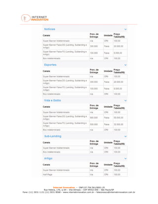 Internet Innovation – CNPJ 07.754.561/0001-25
Rua Helena, 170, cj 64 – Vila Olímpia – CEP 04552-050 – São Paulo/SP
Fone: (11) 3031 1131 (11) 3031 8568 – www.internetinnovation.com.br – faleconosco@internetinnovation.com.br
 