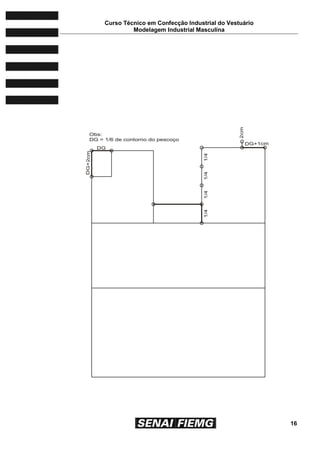 Curso Técnico em Confecção Industrial do Vestuário
Modelagem Industrial Masculina
16
 