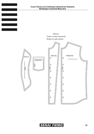 Curso Técnico em Confecção Industrial do Vestuário
Modelagem Industrial Masculina
33
 
