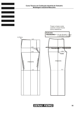 Curso Técnico em Confecção Industrial do Vestuário
Modelagem Industrial Masculina
55
 