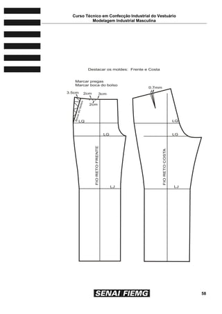 Curso Técnico em Confecção Industrial do Vestuário
Modelagem Industrial Masculina
58
 