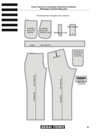 Curso Técnico em Confecção Industrial do Vestuário
Modelagem Industrial Masculina
61
 