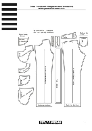 Curso Técnico em Confecção Industrial do Vestuário
Modelagem Industrial Masculina
71
 