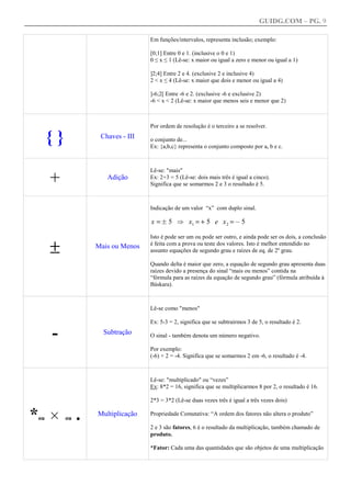 Apostila matematica notacao formulas simbolos | PDF