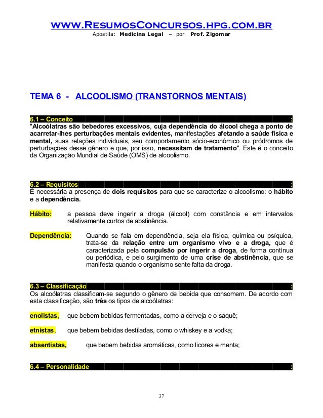 Alcoolismo e inclinação de droga como problema social do médico