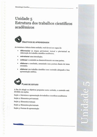 Apostila Metodologia do Trabalho Cientifico - UNIDADE 5 - FATENE