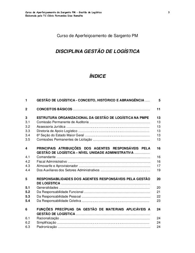 Curso de gestao de logistica