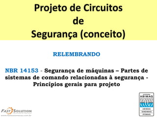 RELEMBRANDO 
NBR 14153-Segurança de máquinas –Partes de sistemas de comando relacionadas à segurança - Princípios gerais para projeto  