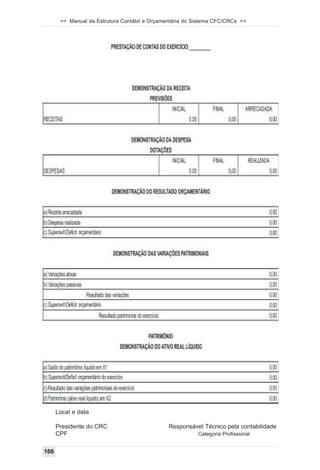 >> Manual da Estrutura Contábil e Orçamentária do Sistema CFC/CRCs <<




      Local e data

      Presidente do CRC                        Responsável Técnico pela contabilidade
      CPF                                                 Categoria Profissional


166
 