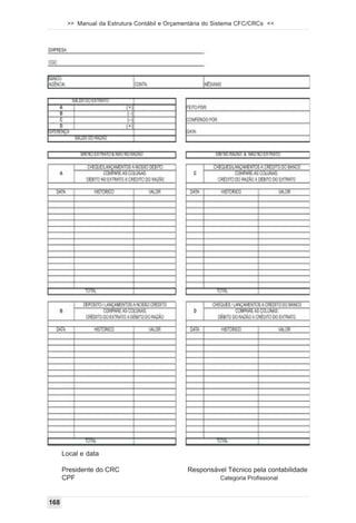 >> Manual da Estrutura Contábil e Orçamentária do Sistema CFC/CRCs <<




      Local e data

      Presidente do CRC                        Responsável Técnico pela contabilidade
      CPF                                                 Categoria Profissional



168
 
