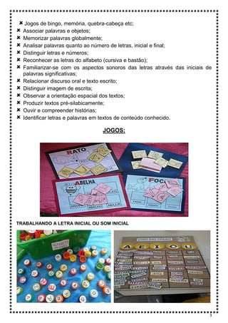 Plano de aula - 1º ano - Trilha de brincadeiras com imagens e palavras