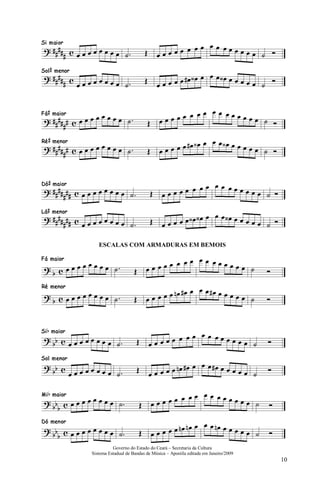 Governo do Estado do Ceará – Secretaria da Cultura
Sistema Estadual de Bandas de Música – Apostila editada em Janeiro/2009
10
ESCALAS COM ARMADURAS EM BEMOIS
 