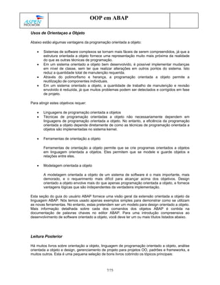 Apostila programao orientada a objeto no abap | PDF