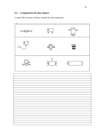 5.2- Componentes de uma câmara
A seguir: Dê os nomes e informe a função de cada componente.
39
 