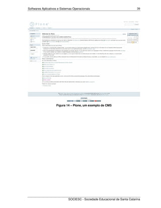 Softwares Aplicativos e Sistemas Operacionais                              39




                    Figura 14 – Plone, um exemplo de CMS




                             SOCIESC - Sociedade Educacional de Santa Catarina
 