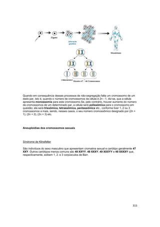 315
Quando em consequência desses processos de não-segregação falta um cromossomo de um
dado par, isto é, quando o número ...