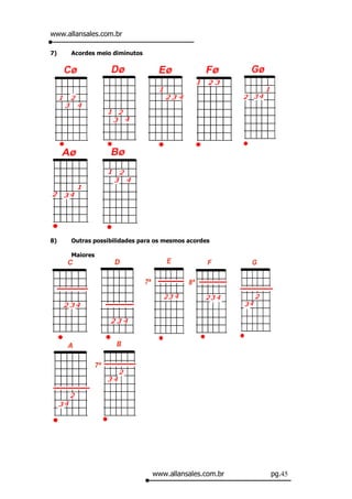 www.allansales.com.br

7)    Acordes meio diminutos




8)    Outras possibilidades para os mesmos acordes

      Maiores




                               www.allansales.com.br   pg.45
 