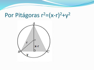 Por Pitágoras r2=(x-r)2+y2
 