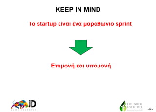KEEP IN MIND
Σν startup είλαη έλα καξαζώλην sprint

Δπηκνλή θαη ππνκνλή

- 16 -

 