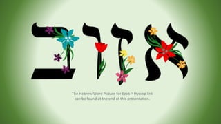 The Hebrew Word Picture for Ezob ~ Hyssop link
can be found at the end of this presentation.
 