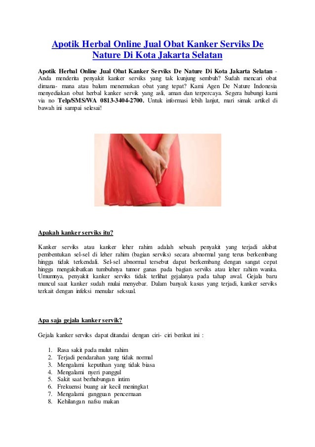 Apotik Herbal Online Jual Obat Kanker Serviks De Nature Di Kota Jakar