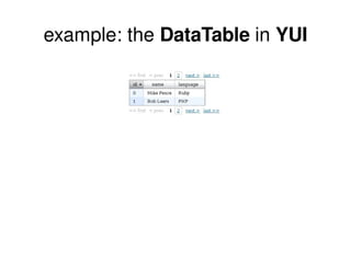 example: the  DataTable  in  YUI 