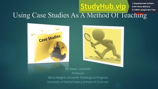 Using Case Studies As A Method Of Teaching
Dr. Eileen Jaramillo
Professor
Siena Heights University Theological Program
University of Detroit Mercy School of Civil Law
 