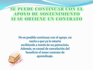 el alumno sea sancionado con condicionamiento de la matrícula y éste conste en el acto académico suscrito por el Subdirector del Centro de Formación respectivo, debidamente comunicado al alumno.Cuando el alumno sea sancionado con cancelación de matrícula, que conste en acto administrativo debidamente suscrito por el Subdirector del Centro deFormación y notificada al alumno. Cuando el alumno suscriba contrato de aprendizaje, contrato de trabajo o de prestación de servicios.