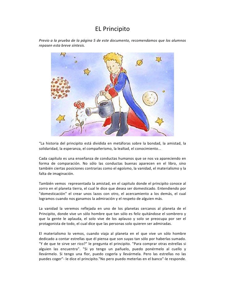 Resumen Del El Principito Image - Apoyo Educativo Prueba El Principito 1 728 