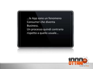 D www.milleottani.com D … le App sono un fenomeno Consumer che diventa Business.  Un processo quindi contrario rispetto a quello usuale… 