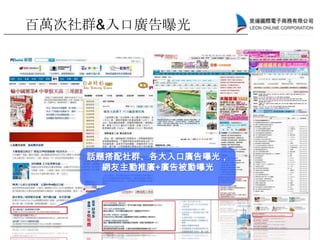 話題搭配社群、各大入口廣告曝光，
網友主動推廣+廣告被動曝光
百萬次社群&入口廣告曝光
 