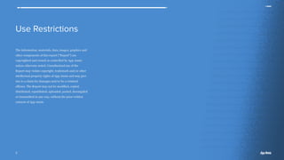 App Annie 2015 Retrospective
Use Restrictions
2
The information, materials, data, images, graphics and
other components of this report ("Report") are
copyrighted and owned or controlled by App Annie
unless otherwise noted. Unauthorized use of the
Report may violate copyright, trademark and/or other
intellectual property rights of App Annie and may give
rise to a claim for damages and/or be a criminal
offense. The Report may not be modified, copied,
distributed, republished, uploaded, posted, decompiled
or transmitted in any way, without the prior written
consent of App Annie.
 