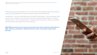 App Annie 2015 Retrospective
© App Annie 2016 
Other markets experienced massive growth as well. For example, China’s video streaming powerhouses Youku, iQIYI and
Tencent Video gained significant traction with a broad range of domestic and international content.
As mobile devices — and connected entertainment devices like Apple TV and Chromecast — attract a growing share of time
spent on screens, cord cutting, or at least cord shaving, will continue to challenge traditional broadcast TV. During this
transition to mobile — and more specifically to apps — subscription models are proving to be a viable revenue model and
will continue to drive video streaming revenues in the coming years.
23
HBO NOW paved the way for strong revenue gains from video streaming subscriptions in
2015. However, competition in 2016 looks fierce as other heavy hitters expand their
offerings.
 