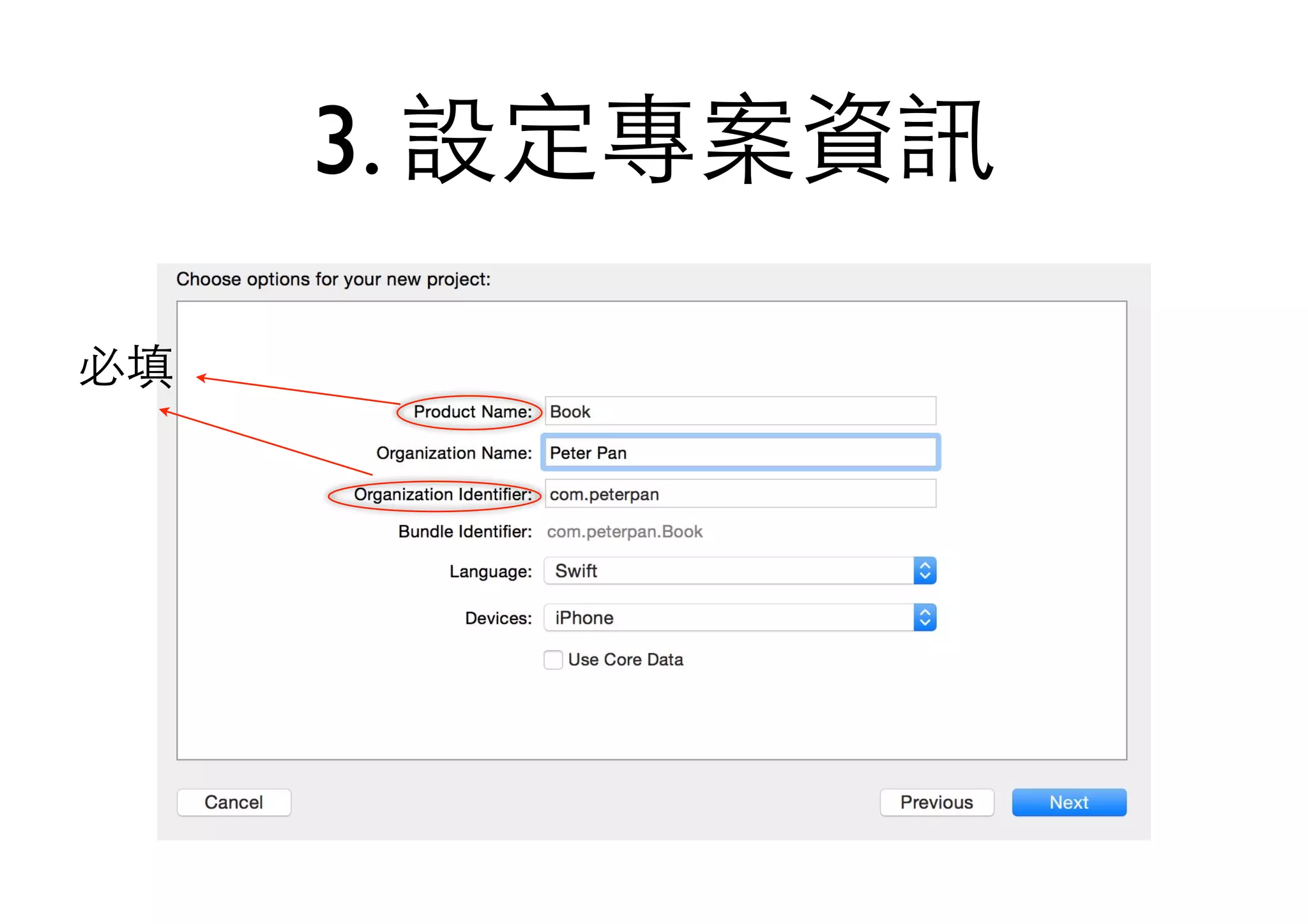 3. 設定專案資訊
必填
 