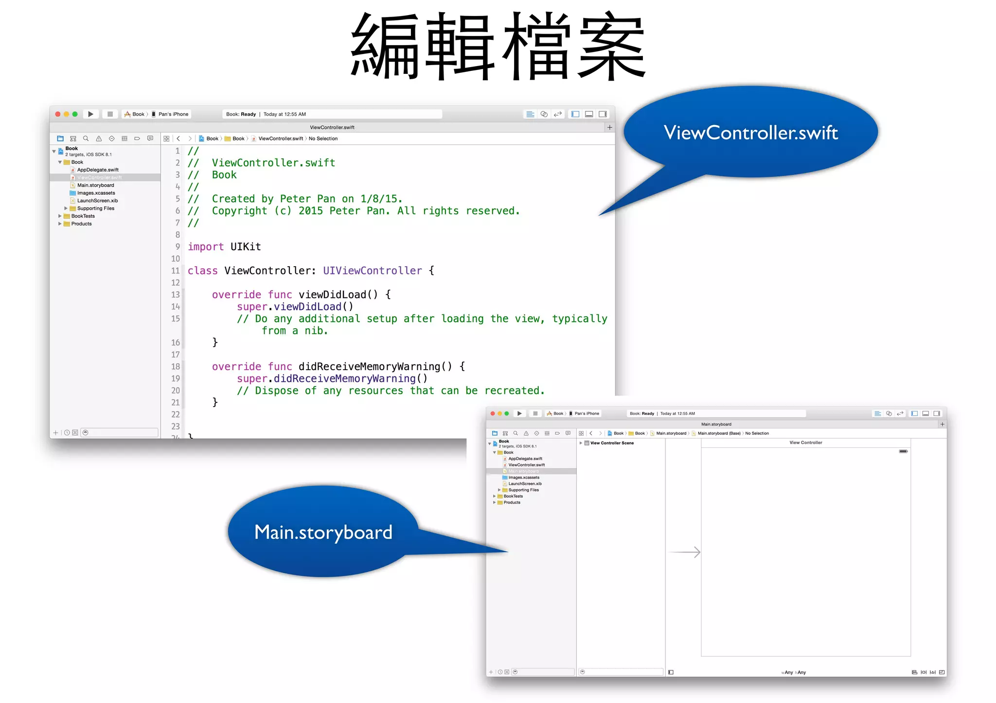 編輯檔案
ViewController.swift
Main.storyboard
 