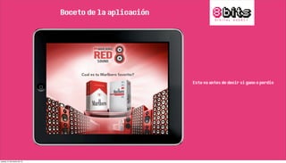 Boceto de la aplicación
Esto va antes de decir si gano o perdio
jueves, 21 de marzo de 13
 
