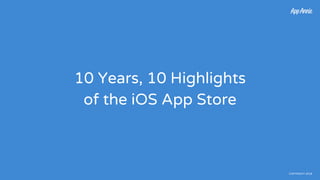 10 Years, 10 Highlights
of the iOS App Store
COPYRIGHT 2018
 