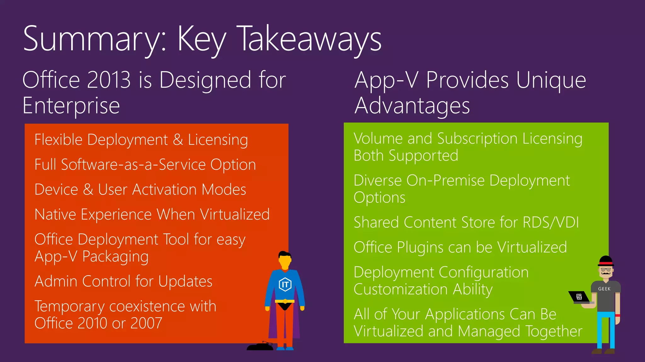 Office 2013 is Designed for
Enterprise
App-V Provides Unique
Advantages
 