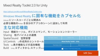 https://github.com/Microsoft/MixedRealityToolkit-Unity
 