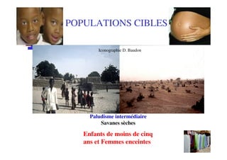 POPULATIONS CIBLES

        Iconographie D. Baudon




     Paludisme intermédiaire
         Savanes sèches

   Enfants de moins de cinq
   ans et Femmes enceintes
 