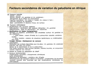 Facteurs secondaires de variation du paludisme en Afrique




27
 